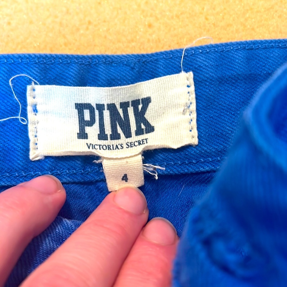 PINK shorts in blue.